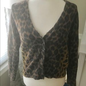 J. Crew mohair blend leopard cardigan